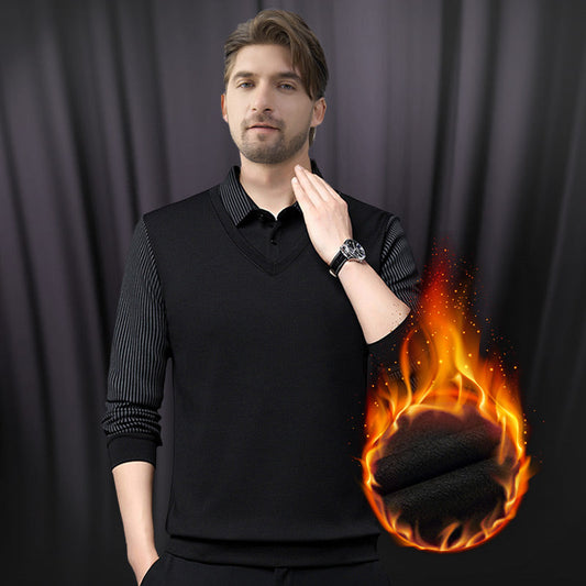 ⏳55 % Rabatt💥Herren Kragen Falsches Zwei-Teile Strickhemd