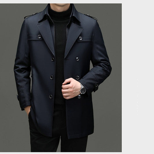 🔥55% Rabatt🔥Mittellanger Trenchcoat für Herren mit herausnehmbarem Innenfutter
