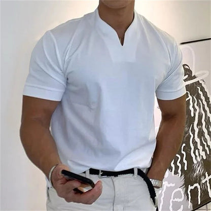 👕JETZT 60 % RABATT! 💎 Elegantes Herren-Business-T-Shirt mit kurzen Ärmeln und V-Ausschnitt – Atmungsaktive Baumwollmischung, klassische Passform, erhältlich bis Größe 5XL ✨