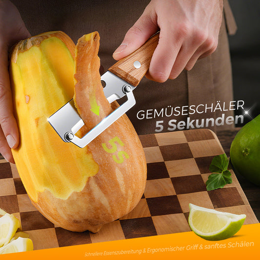 Sparschäler aus Edelstahl 🔪✨ Präzisionsgeschliffene Klinge, hauchdünn, große gebogene Öffnung, spart Zeit und Mühe, 2-in-1-Flaschenöffner 🍾