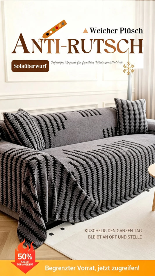 💥💥50% RABATT 2026!🛋️✨Plüsch Sofaüberwurf - Extra Dicke & Rutschfeste Decke mit Elastischen Kanten für Herbst und Winter 🍂❄️