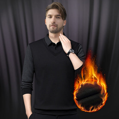 ⏳55 % Rabatt💥Herren Kragen Falsches Zwei-Teile Strickhemd