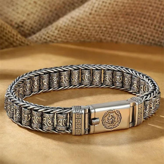 💎 60 % RABATT! 💎 Tibetisches Gebetsmühlen-Armband – 925er Sterlingsilber, Glücksbringer & Valentinstagsgeschenk