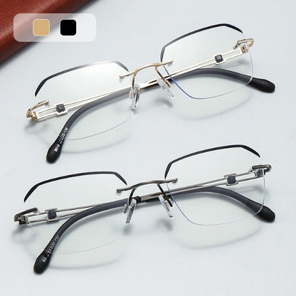 🔥50 % RABATT🔍 Rahmenlose Blaulichtfilterbrille | Fortschrittliche Blaulichtfiltertechnologie · 👓 Stilvolles rahmenloses Design · Perfekt für Freizeit und Beruf