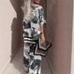 👚 JETZT 50 % RABATT! 🌸 Lässiges Damen-Set mit V-Ausschnitt und Print – weich und atmungsaktiv – Oberteil mit V-Ausschnitt und lange Hose 🍃