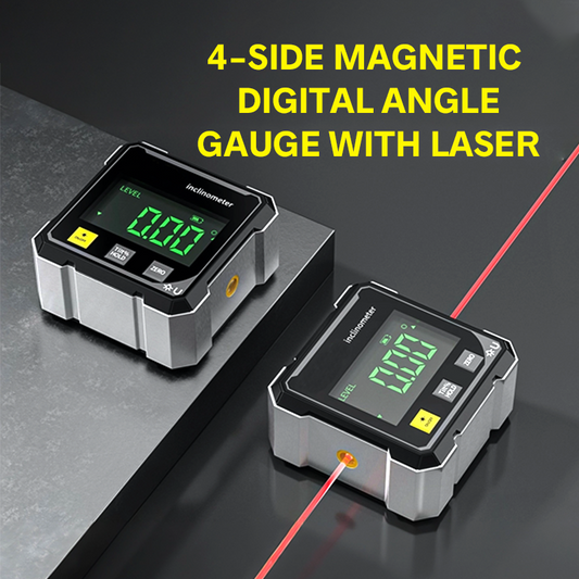 ⏰Black Friday - 50% Rabatt📐✨ Magnetischer digitaler Winkelmesser mit Doppellaser & 360°-Sensor – Absolut- & Relativmodus für Holzbearbeitung und Bauarbeiten 🔧
