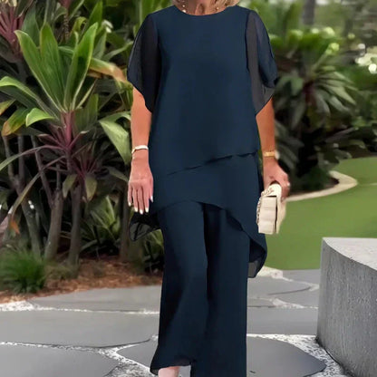 ✨60 % Rabatt – Charmantes Set aus asymmetrischem Oberteil 👗 Elegantes Set aus Hose mit weitem Bein – Bequem und perfekt für den Frühling