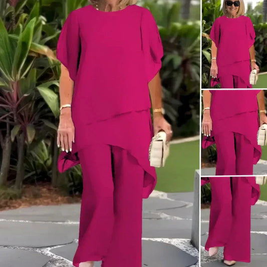 ✨60 % Rabatt – Charmantes Set aus asymmetrischem Oberteil 👗 Elegantes Set aus Hose mit weitem Bein – Bequem und perfekt für den Frühling