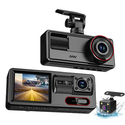 🚗 4K Drei-Linsen Dashcam mit Rückfahrkamera & Bewegungserkennung – Alles auf einem Bildschirm!