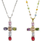 💎 50 % RABATT!! ✝️ Bunte Halskette mit Strass-Kreuzanhänger – leuchtender Glanz, verstellbare Länge & aussagekräftiges Statement ✨