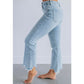 Retro-Schlagjeans für Damen ✨🔥 Hochgeschnitten + Leicht ausgestellt + Ausgefranste Kanten, Stretchmaterial, bequem und uneingeschränkt 📏