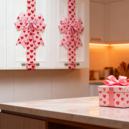 Selbstklebende Rückseite, große 3D-Schleife ❤️ Elegantes herzförmiges Band | Leicht abzureißen und aufzukleben ✨ Ein Muss für die Weihnachtsdekoration