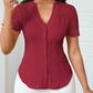 🌼LETZTER TAG – 60 % RABATT👚Sommerbluse mit V-Ausschnitt, Spitzenärmeln und Knopfleiste für Damen