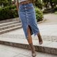 🔈🔈JETZT 60 % RABATT👗Jeansrock mit hoher Taille und Knopfleiste