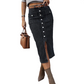 🔈🔈JETZT 60 % RABATT👗Jeansrock mit hoher Taille und Knopfleiste