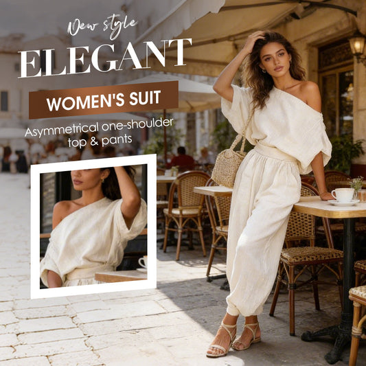 🎁NEU EINGETROFFEN 60% RABATT💥 Asymmetrisches One-Shoulder-Top & Hosen-Set für Damen