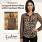 👚60 % RABATT! 🐆 Damenbluse mit Leopardenmuster und kontrastierendem Mesh – Langärmlig, figurbetont und perfekt für Büro und Abend ✨