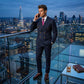 Herren-Nadelstreifenanzug 👔 Optisch schlankmachend und streckend, zweireihig mit Spitzrevers, schmale Passform 💼 Geeignet für Business und Hochzeiten 🏆