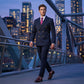 Herren-Nadelstreifenanzug 👔 Optisch schlankmachend und streckend, zweireihig mit Spitzrevers, schmale Passform 💼 Geeignet für Business und Hochzeiten 🏆