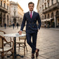 Herren-Nadelstreifenanzug 👔 Optisch schlankmachend und streckend, zweireihig mit Spitzrevers, schmale Passform 💼 Geeignet für Business und Hochzeiten 🏆