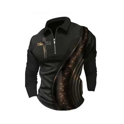 🎁NEU EINGETROFFEN 60% RABATT💥 Lässiges Retro-Polohemd für Herren mit langen Ärmeln und Reißverschluss