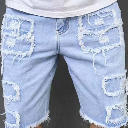🔥Jetzt 60 % reduziert!🔥 Herren-Jeansshorts mit Rissen und Fransen