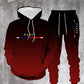 Sportswear-Set mit Schwarz-Rot-Farbverlauf 🔥 Komplett mit Hoodie & Hose — Mit Kängurutasche und Kordelzug am Bund. Perfekt für das Gym und die Straße! 💪