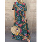 Maxikleid mit Retro-Blumenmuster 🌼 Rundhalsausschnitt, kurze Ärmel, locker und fließend – damit siehst du aus, als wärst du direkt aus einem Garten entsprungen 🌿