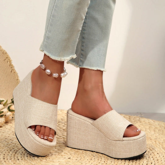 Sandalen mit optischer Verlängerung 👡 Zum Hineinschlüpfen, dicke Sohle für längere Beine, rutschfeste Oberfläche, ganztägiger Tragekomfort, perfekt für den Sommer ☀️