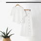 Asymmetrisches Zweiteiler-Set 👗: Asymmetrisches Oberteil + Hose mit einreihiger Knopfleiste — Locker & atmungsaktiv 🛍️