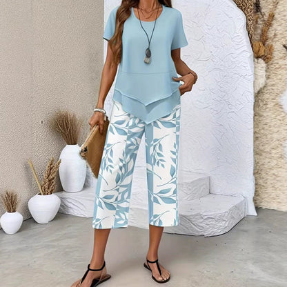 👚 60 % RABATT JETZT! 🔥 Lässiges Set aus Rundhals-Tunika-Top und weit geschnittener Hose – fließendes Design, weicher Stoff und perfekt für jeden Tag 🌸
