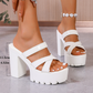 Plateau-Sandalen mit Blockabsatz 👡 Gekreuztes Riemendesign, zum Hineinschlüpfen, rutschfeste, geriffelte Sohle, erhöht die Fußhöhe um 5 cm, perfekt zum Shoppen oder für Dates 🛍️