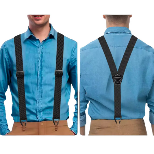 Rutschfeste Schultergurte 👖 Breites Gummiband + stabile Haken, Metallversteller, strapazierfähiges Polyester, geeignet für Arbeitskleidung und Outdoor-Aktivitäten 🔧