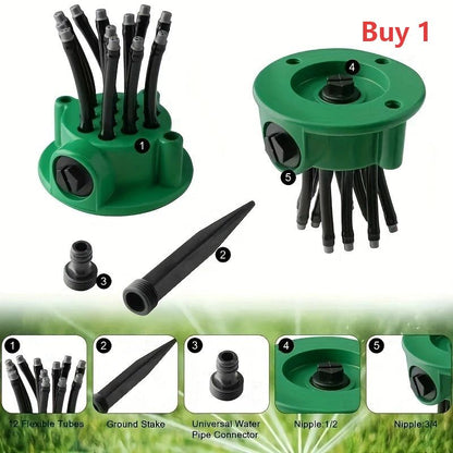 🌿💦 Präzisions-Gartensprinkler 360° – Vollständige Abdeckung, einfache Installation & sanfter Sprühstrahl (grün)