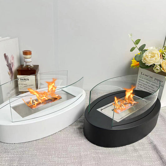 🔥✨ Rauch- und geruchloser Kamin | Elegante ovale Glaskuppel · Tragbar und leicht · Leicht zu entzündendes Bioethanol · Romantische Atmosphäre