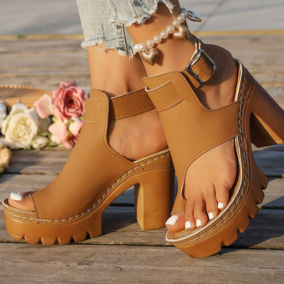 👡50 % RABATT✨ Sandalen mit offenem Zehenbereich und klobigem Absatz | Stabiler Absatz · Atmungsaktives, durchbrochenes Design · Verstellbare Fesselriemen · Rutschfeste Gummisohle · Vielseitiger Sommerlook