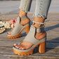 👡50 % RABATT✨ Sandalen mit offenem Zehenbereich und klobigem Absatz | Stabiler Absatz · Atmungsaktives, durchbrochenes Design · Verstellbare Fesselriemen · Rutschfeste Gummisohle · Vielseitiger Sommerlook