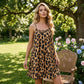 🐆 50 % RABATT FÜR BEGRENZTE ZEIT! ✨ Minikleid im Leopardenmuster mit Spaghettiträgern – rückenfrei, dehnbar, figurbetonte Passform 🌙