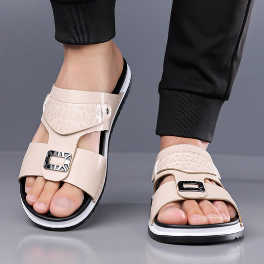👞 50 % RABATT! 💫 Herren-Slip-On-Sandalen aus Kunstleder – Atmungsaktives Mesh & rutschfeste Sohle – Bequeme Passform, ideal für den Sommer, den Strand oder Spaziergänge im Alltag 🏖️