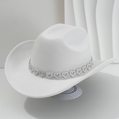 🤠 JETZT 50 % RABATT! 💖 Damen-Cowboyhut mit Strass-Herz – Eleganter Fedora im französischen Jazz-Stil – Glitzernde Details, leicht und größenverstellbar – perfekt für Festivals, Partys oder einen schicken Sommerlook 🎶