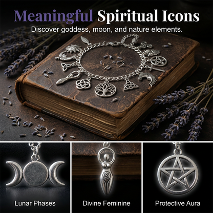 ✨50 % Rabatt📿 Vintage-Armband im heidnischen Stil | Wicca-Symbol-Anhänger · Vintage-Metall · Vielseitig kombinierbar für den Alltag · Spirituelle Bedeutung | Für den Alltag