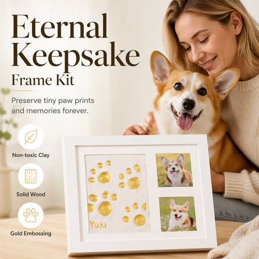 🐾 50 % RABATT! DIY-Erinnerungsset für die Pfotenabdrücke Ihres Haustiers – Holzrahmen, weicher Ton & Platz für ein Foto – bewahren Sie eine geliebte Erinnerung für immer 🖼️🐱