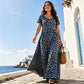 🐆 50 % RABATT! 👗 Maxikleid für Damen mit Leopardenmuster und Taschen, lässiges langes Kleid mit kurzen Ärmeln – Bequem