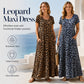 🐆 50 % RABATT! 👗 Maxikleid für Damen mit Leopardenmuster und Taschen, lässiges langes Kleid mit kurzen Ärmeln – Bequem