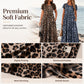 🐆 50 % RABATT! 👗 Maxikleid für Damen mit Leopardenmuster und Taschen, lässiges langes Kleid mit kurzen Ärmeln – Bequem