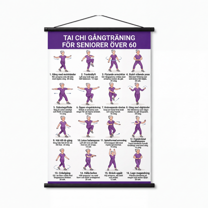 🧘 JETZT 50 % RABATT! 📋 Tai-Chi-Trainingsposter für Senioren – Leicht nachvollziehbare Übungen, große Schrift und Illustrationen – Sanfte tägliche Übungen für Gleichgewicht und Beweglichkeit 💪
