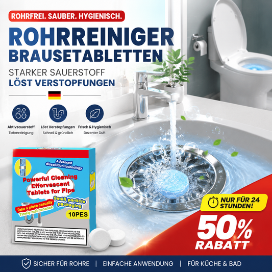🔥 50 % RABATT! 🫧 Leistungsstarke Reinigungstabletten für Abflüsse – lösen Schmutz, Fett und üble Gerüche auf und sorgen für ein frischeres Rohrsystem ✨